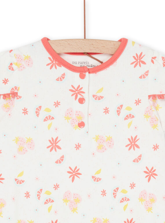 Ecru romper with flower print REFIGREFRU / 23SH13H5GRE001