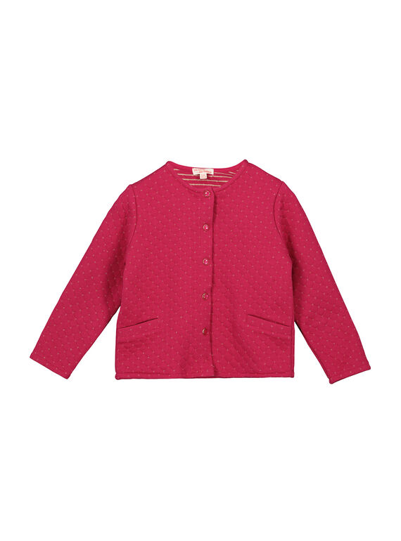 Girls' pink padded cardigan FAJOCAR2 / 19S901Y2D3C304