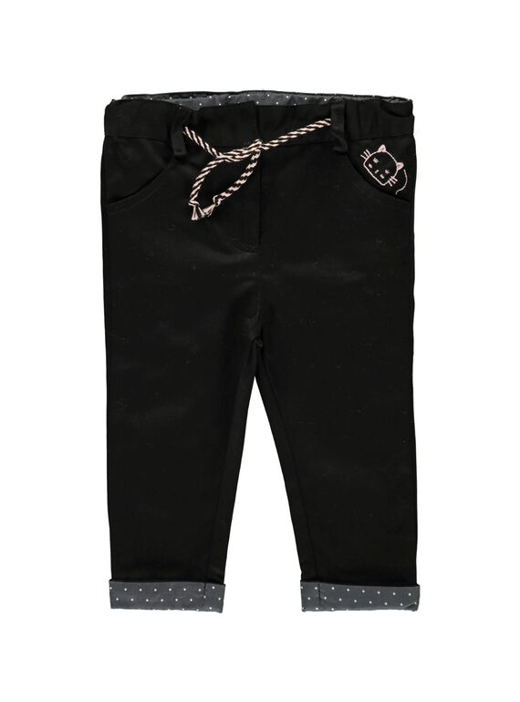 Baby girls' black trousers CIBENPAN1 / 18SG09G1PAN090
