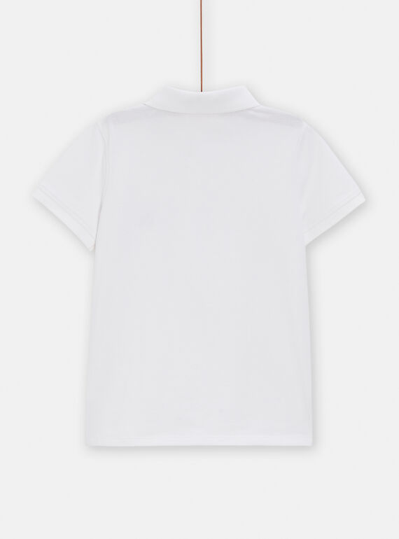 Boy's white polo with dinosaur embroidery TOJOPOL3 / 24S90293POL000