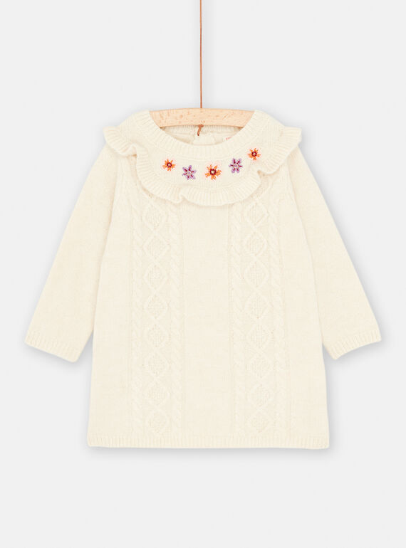 Baby Girl Ecru Sweater Dress SIKHOROB2 / 23WG09Q1ROB001