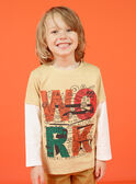 Boy's long-sleeved t-shirt beige and ecru with fantasy motifs