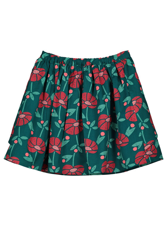 Girls' flowery asymmetric skirt GAVEJUPE / 19W90121JUPG627