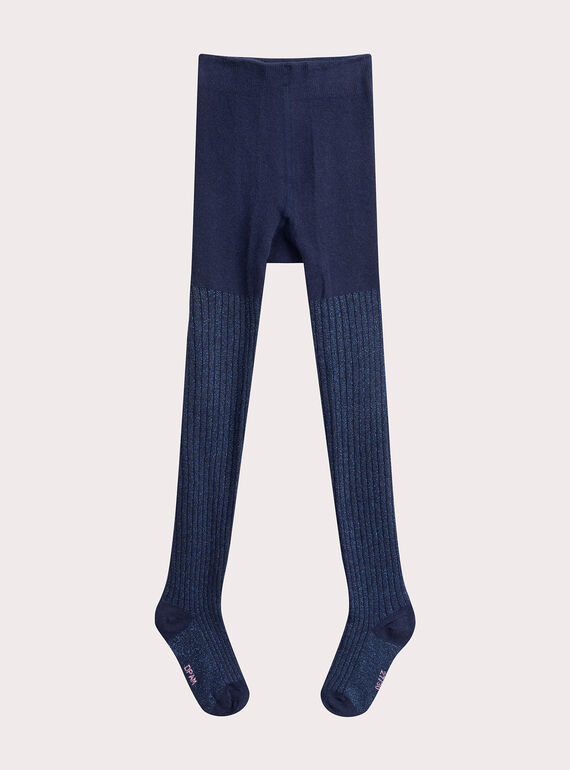 Ribbed navy tights for girls  VYAJOSCOL2 / 24WI01H2COL070