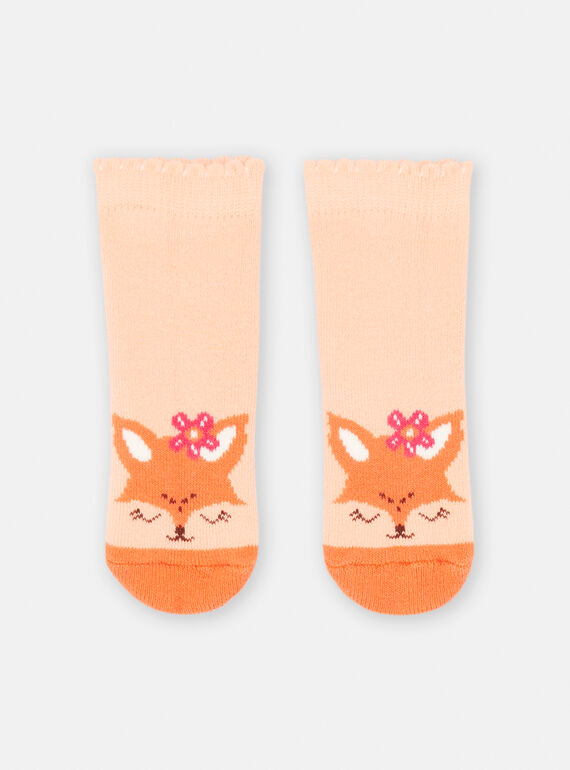 Baby girl salmon socks with foxes design SYIJOSOQB2 / 23WI09N7SOQ401