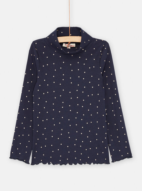 Girls' navy blue polka dot print underwear SAJOSOUP3 / 23W901NBSPL070