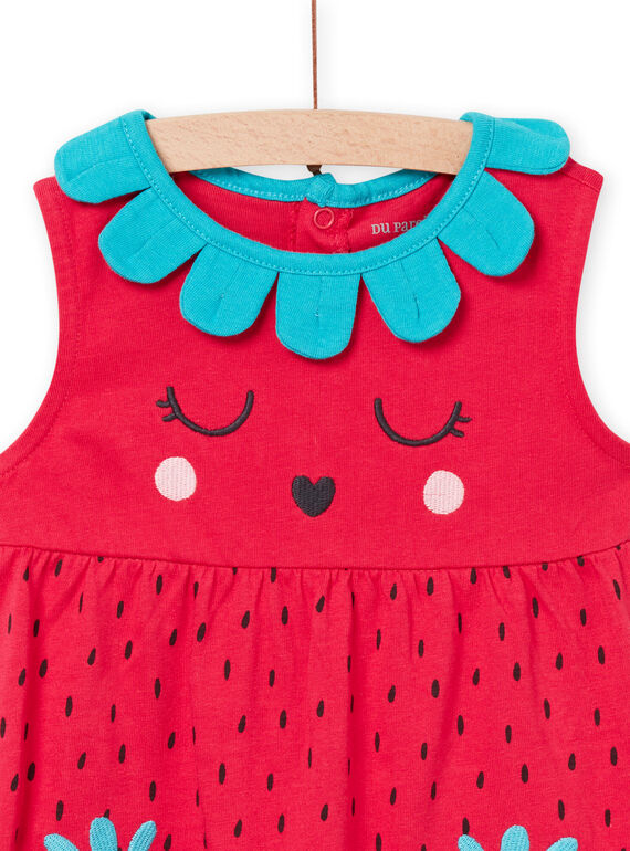 Baby girl peony jumpsuit with strawberry pattern NEFIGREFLO / 22SH13H2GREF510