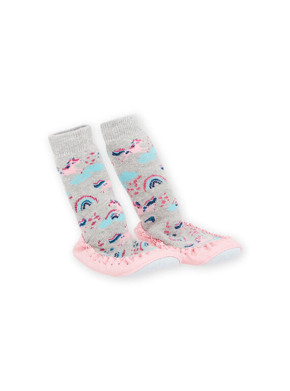 Slippers socks with unicorns and rainbow print PACHO7CORN / 22XK3542D08943