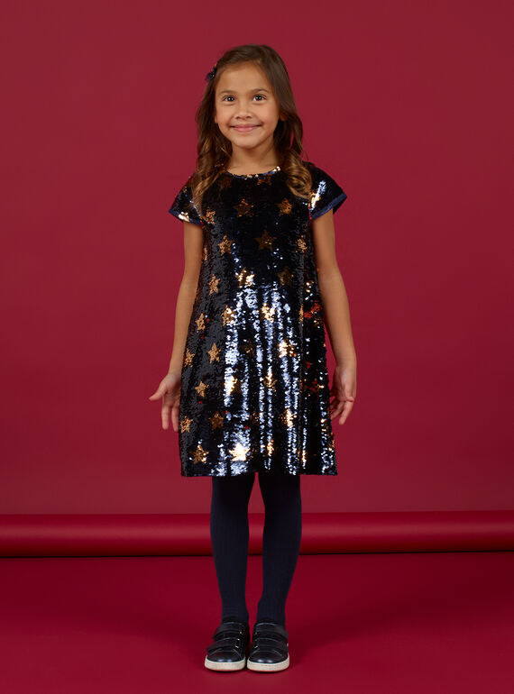 Child girl reversible sequin dress with stars MANOROB3 / 21W901Q3ROB070
