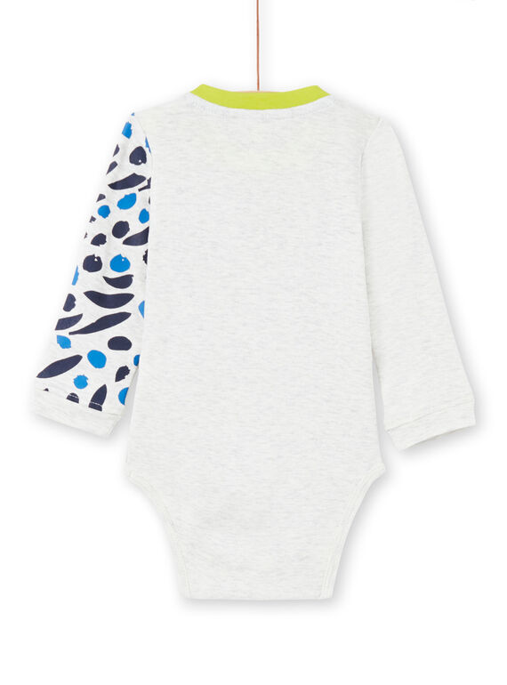 Baby boy's ecru and green bodysuit MUKABOD / 21WG10I1BOD006