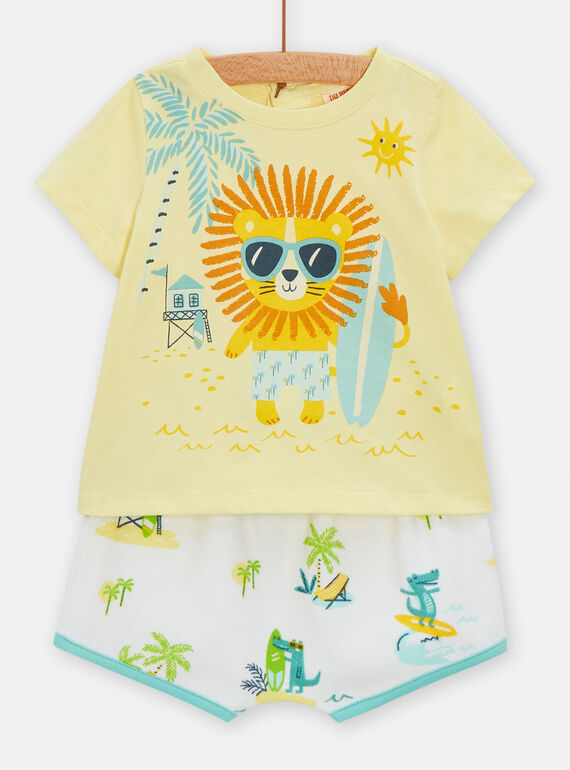 Yellow and white summer set for baby boys TUPLAENS / 24SG10S1ENS103