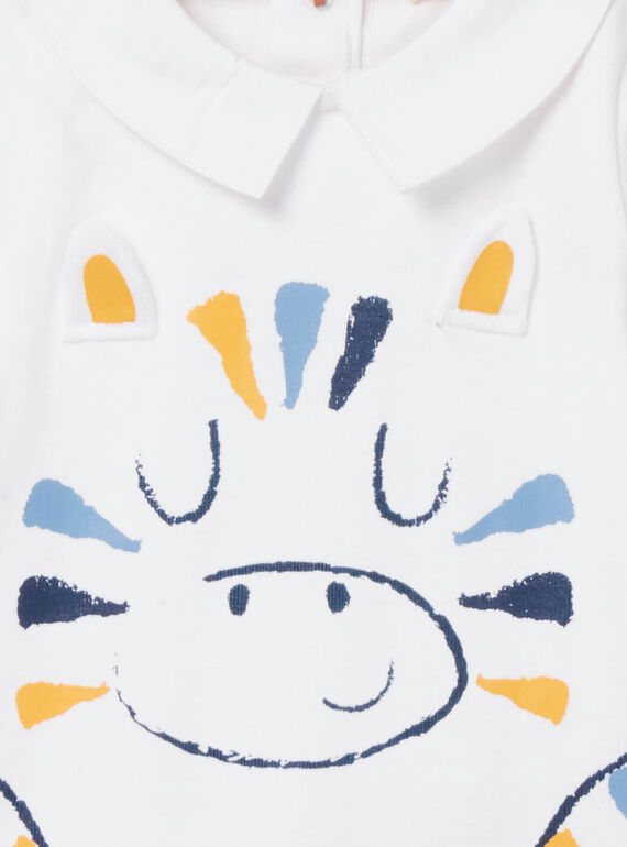 baby boy white bodysuit with zebra collar NUSOBOD / 22SG10Q1BOD000