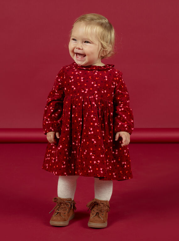 Baby girl's wine colored polka dot ruffle dress MIFUNROB3 / 21WG09M2ROB504