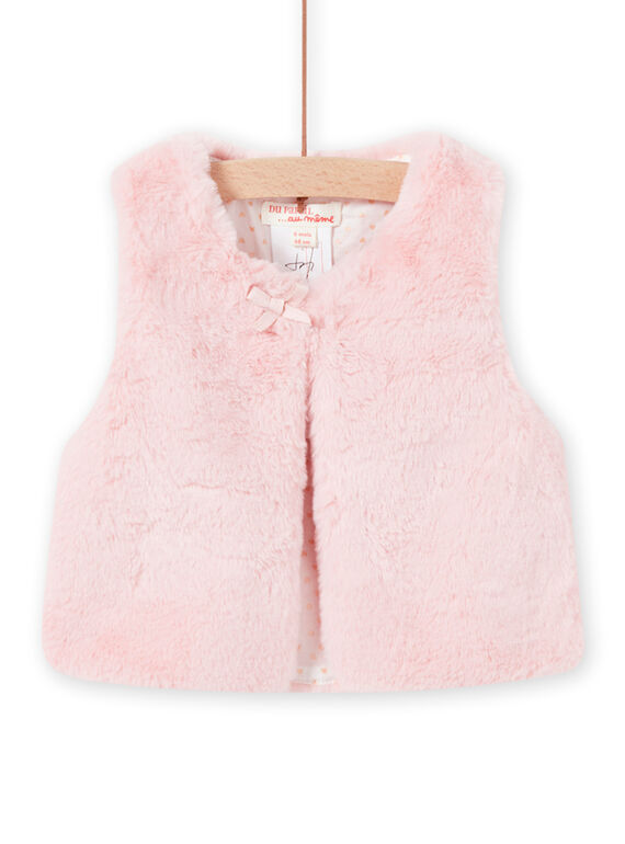 Baby girl pink faux fur cardigan MINOCAR / 21WG09Q1CARD329