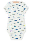 Baby boy's ecru vehicle print bodysuit NEGABODVOI / 22SH14J2BDL001