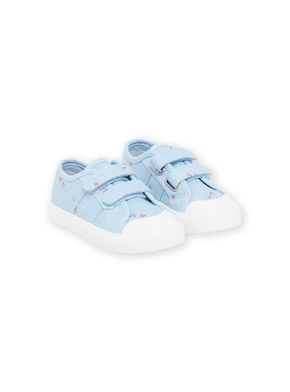 Blue canvas sneakers with floral print RITOILDENIM / 23KK3771D16C201