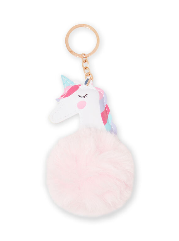 Girl's pink unicorn keychain with pompom MYACLACLES1 / 21WI01G2D5M321
