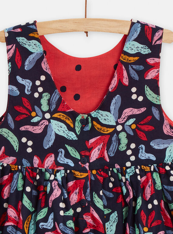 Girl's blue and red reversible dress with scalloped back TACLUROB1 / 24S901O1ROBC211