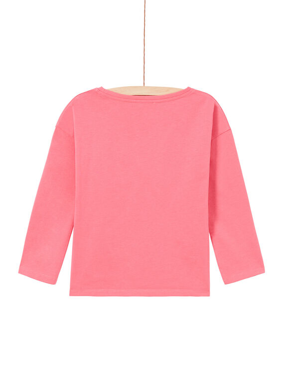 Girl's pink leopard print long sleeve T-shirt MAKATEE2 / 21W901I1TMLD305