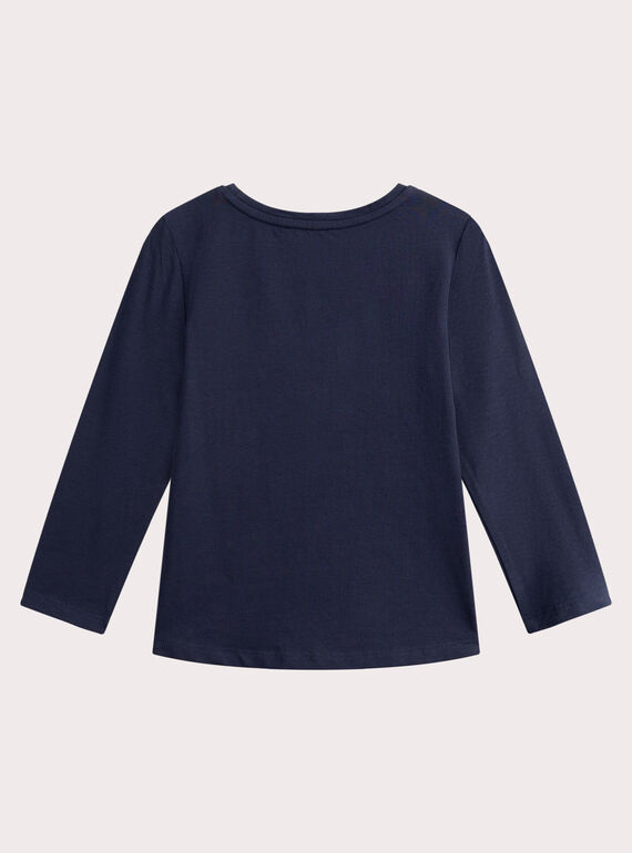 Navy bird print T-shirt for girls  VAJOYTEE1 / 24W901G3TML070