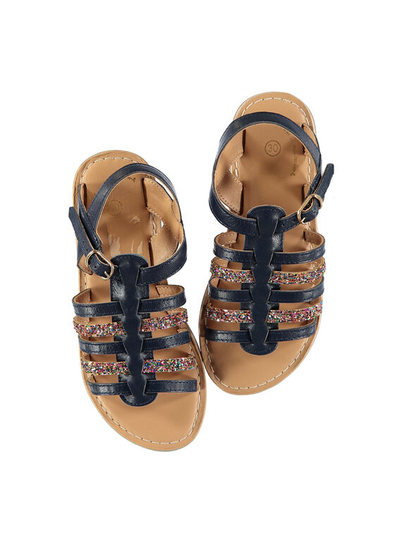 Girls' smart sandals in two fabrics FFSANDMEL / 19SK35K1D0E070
