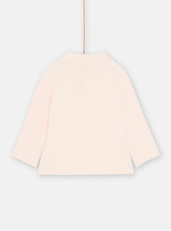 Baby girl pink stand-up collar undershirt SIJOSOUPRIB4 / 23WG09N4SPLD310