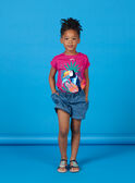 Pink and blue T-shirt with toucan pattern with sequins