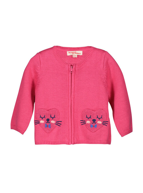 Baby girls' zipped knit cardigan FICOCAR2 / 19SG0982CAR030