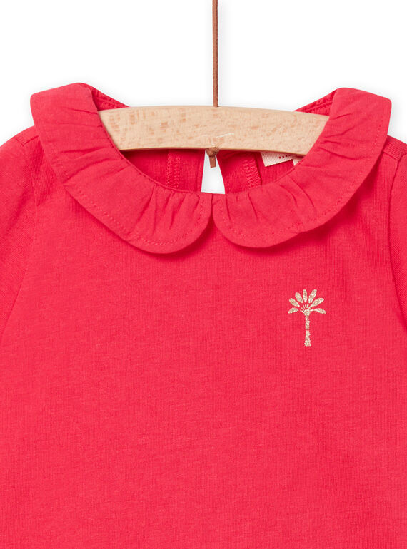 Baby girl's pink t-shirt with collar NIJOBRA7 / 22SG09C3BRA308