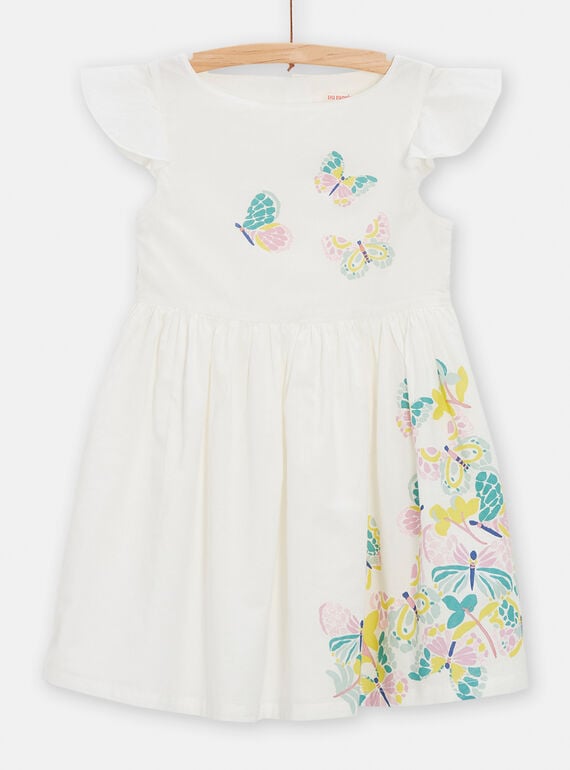 Girls cream dress with butterfly cartoon TAPOROB4 / 24S901M1ROB001