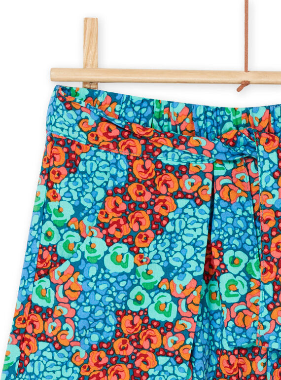 Duck blue floral print flowing shorts RABALSHORT2 / 23S901W2SHO714