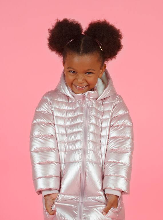 Metallic pink waterproof jacket, child girl MALONDOUN1 / 21W90158D3ED300
