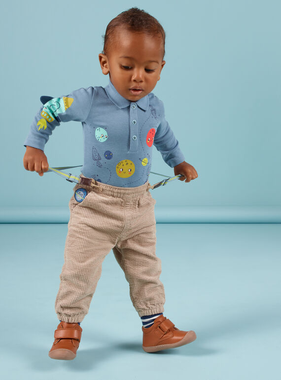 Baby boy plaid pants with striped suspenders MUPLAPAN2 / 21WG10O2PAN817