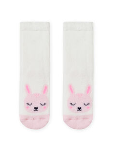 Baby girl ecru socks with rabbit design MYIJOSOQB4 / 21WI0912SOQ001
