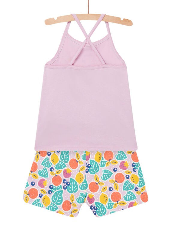 Child girl lilac cat and fruit print pajama set NEFAPYJFRU / 22SH11H7PYJH700