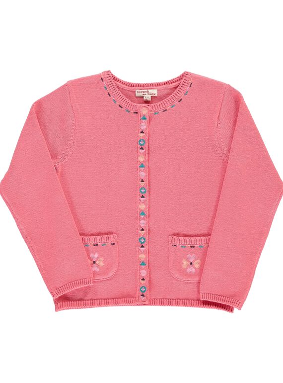 Girls' cotton knit cardigan CAHOCAR2 / 18S901E2CAR404