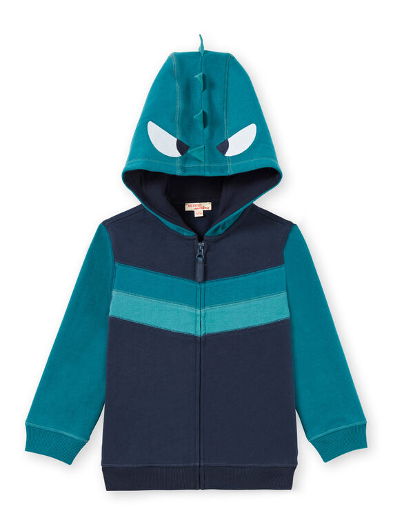 Child boy's night blue zipped hooded vest with fantasy animation MOTUGIL2 / 21W902K2GIL705