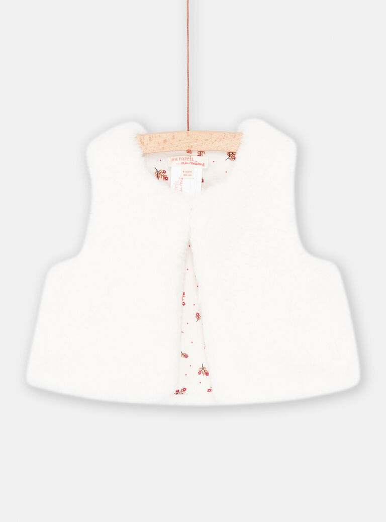 Baby Girl Ecru Faux Fur Cardigan SIWAYCAR / 23WG09S1CAR001