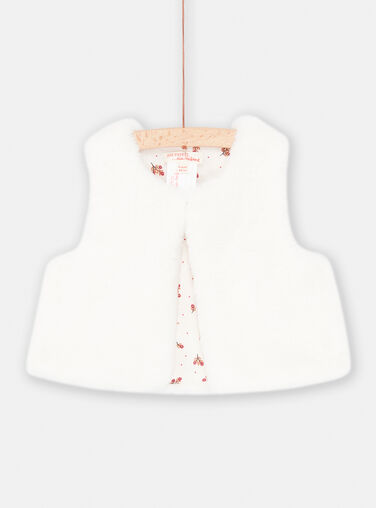 Baby Girl Ecru Faux Fur Cardigan SIWAYCAR / 23WG09S1CAR001