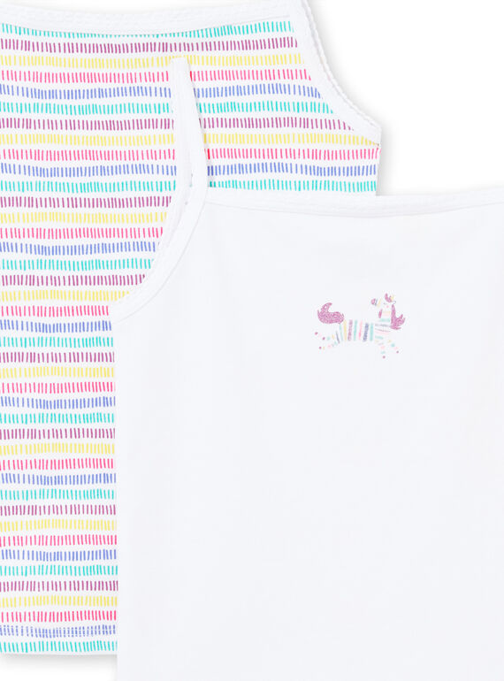 Set of 2 assorted white and multicolor tank tops for baby girl MEFADELIC / 21WH11B1HLI000