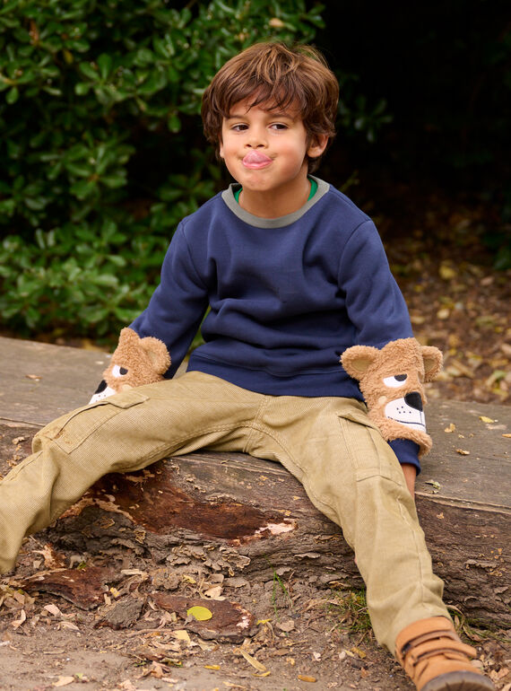 Boy's midnight blue bear sweatshirt SODUSWE2 / 23W902P1SWE705