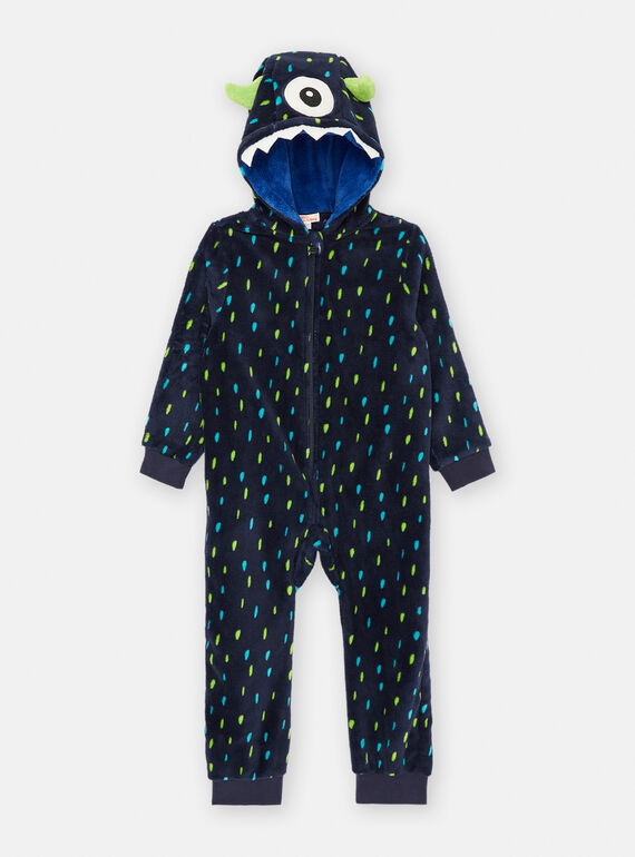 Navy blue pyjama set with polka dot print SEGOSURMON / 23WH1252D4F705