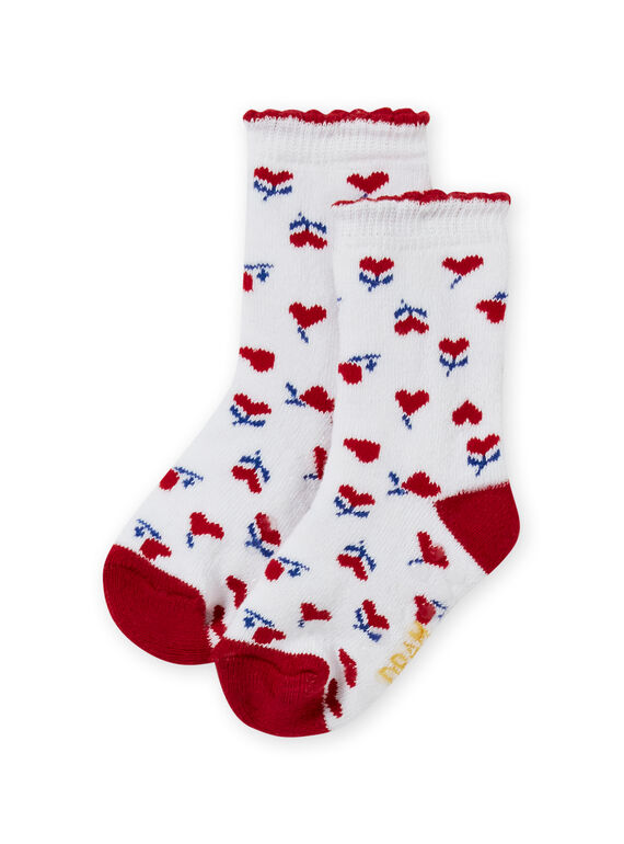 Red and ecru socks with heart print baby girl MYIMIXSOQB / 21WI09J1SOQ001