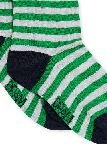 Kiwi green and grey striped socks child boy NYOJOCHOR3 / 22SI0269SOQ617