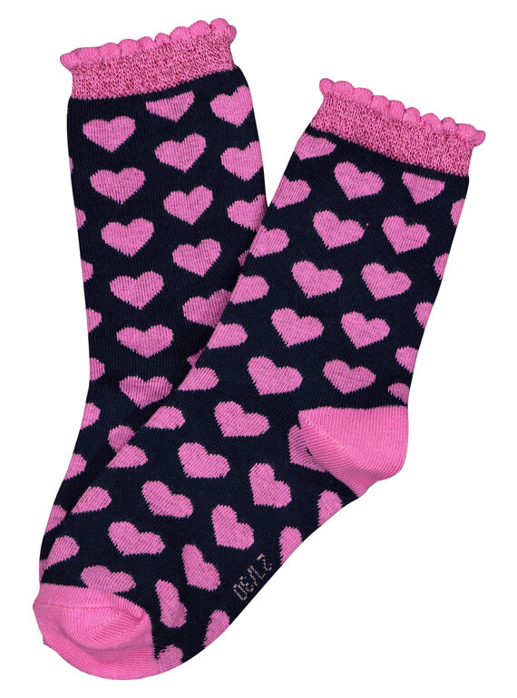 Girls' heart print socks GYABLECHO / 19WI0191SOQ070