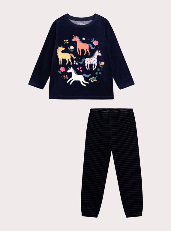 Phosphorescent velvet pajamas for girls  VEFAPYJBLE / 24WH1194PYJ070