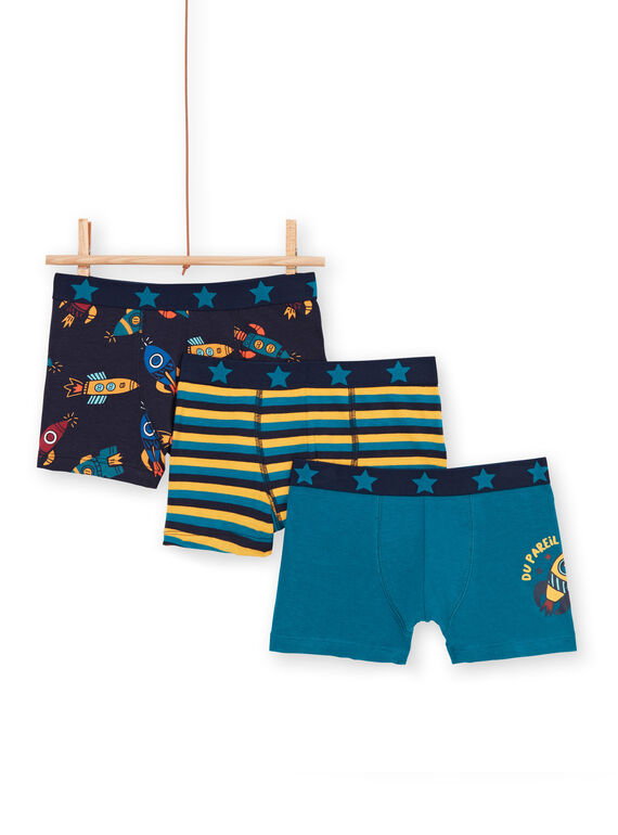 Lot of 3 blue and yellow boxers for children and boys LEGOBOXFUZ / 21SH1227BOXC235