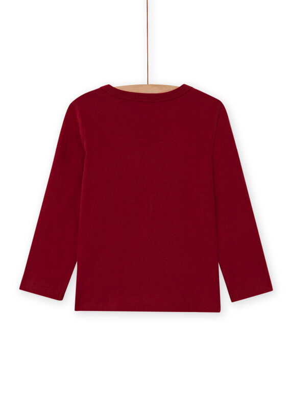 Boy's red long sleeve t-shirt with dinosaur print MOFUNTEE3 / 21W902M2TML511
