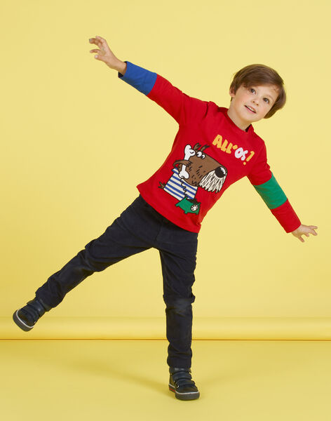 Boy's red dog print T-shirt MOMIXTEE4 / 21W902J2TML505
