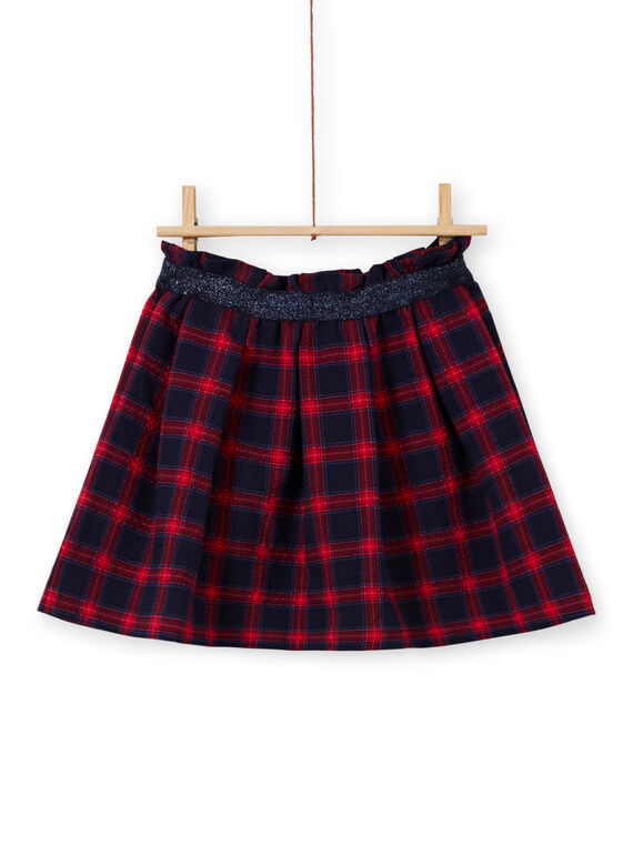 Girl's flared skirt blue and red with tartan print MAMIXJUP1 / 21W901J2JUPC205